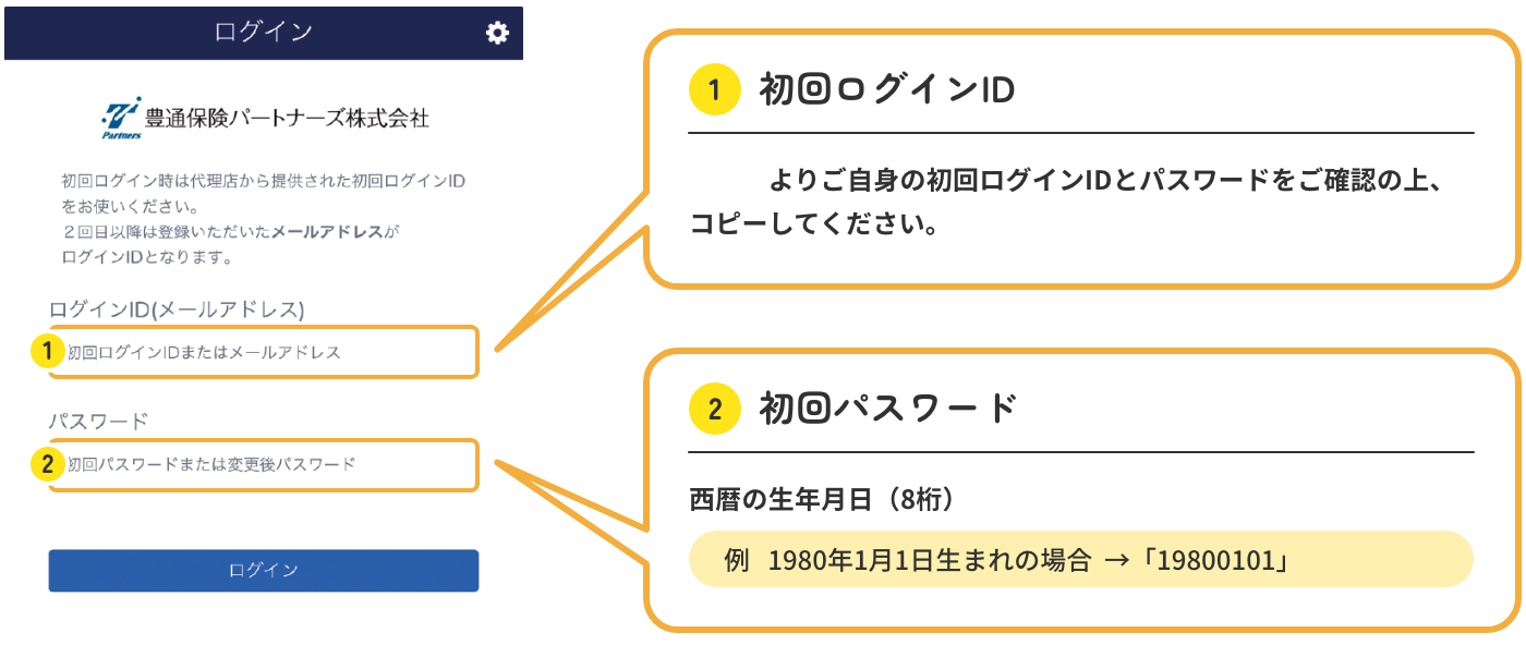 初回登録のID・パスワードは？